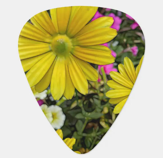 Just Sold! Yellow Daisy garden Guitar Pick in my Zazzle store!