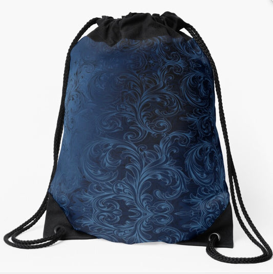 Just Sold! Faux Blue Velvet Swirls Drawstring Bag on my Redbubble Store