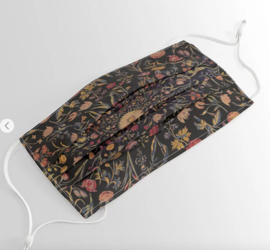 Just Sold! Medieval Flowers on Black Facemask on My Society 6 Store