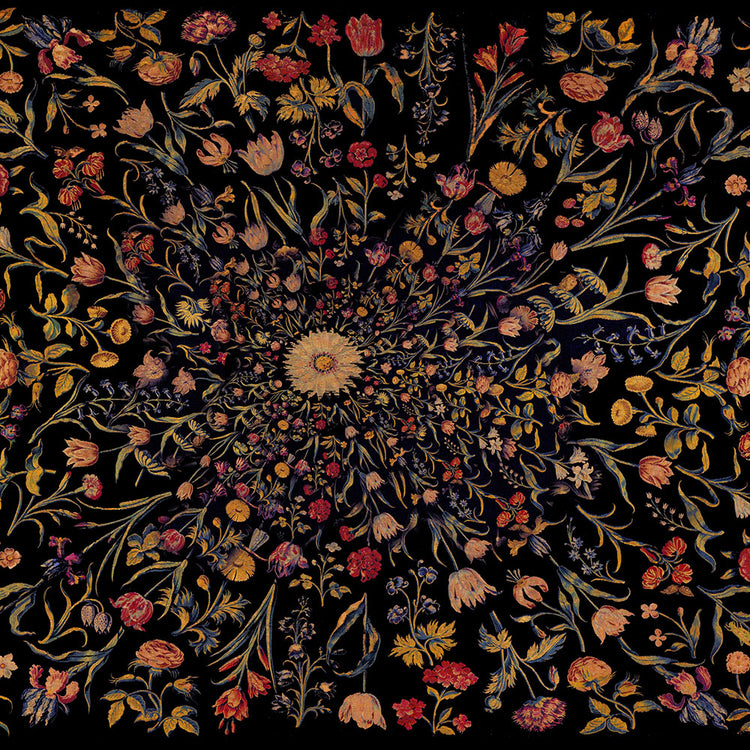 Medieval Flowers On Black