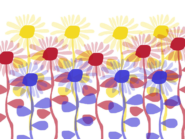 Red Yellow Blue Sunflowers