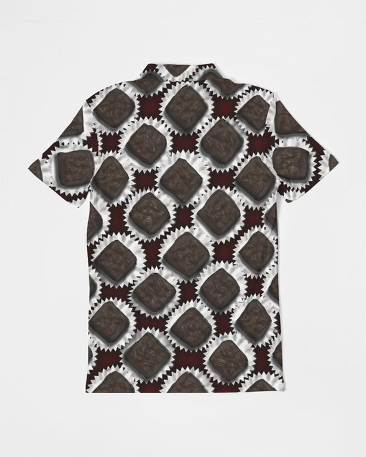 Box of Chocolates Men's All-Over Print Slim Fit Short Sleeve Polo