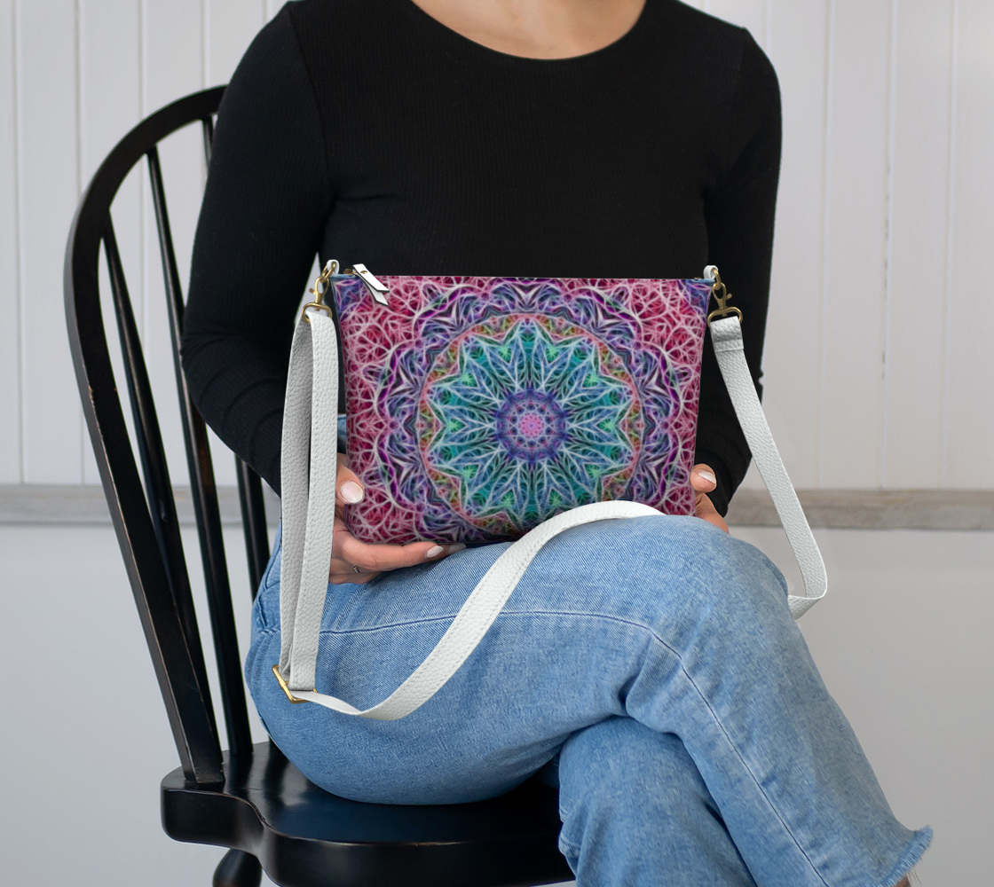 Blue and Pink Kaleidoscope Vegan Crossbody Purse