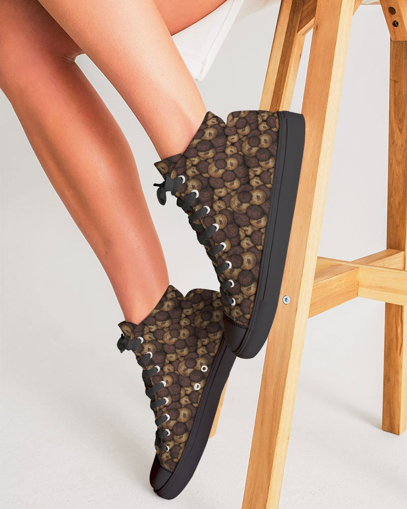 Chocolate Chip Cookies Women's Hightop Canvas Shoe - Black