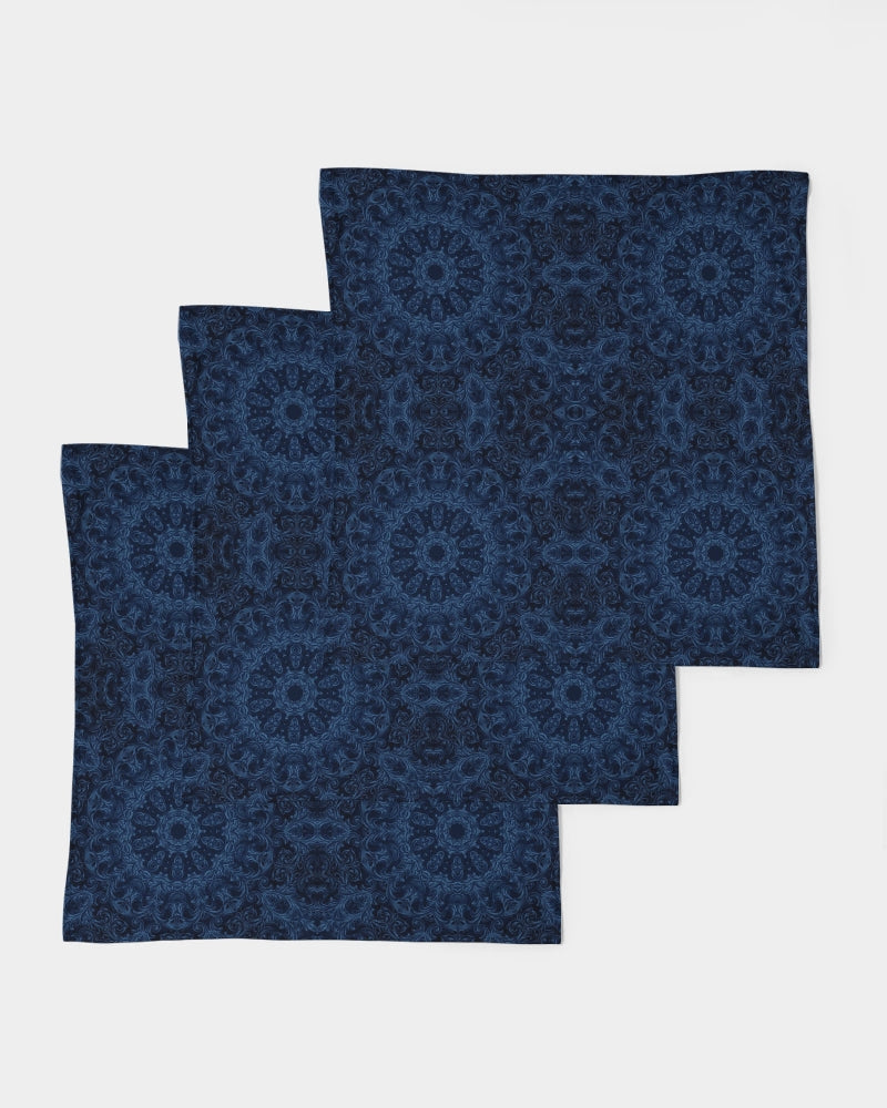 Blue Faux Velvet Kaleidoscope Bandana Set
