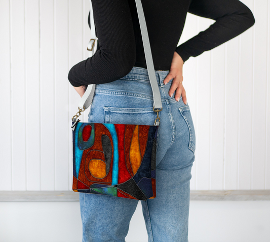 Abstract With Heart Vegan Crossbody Purse