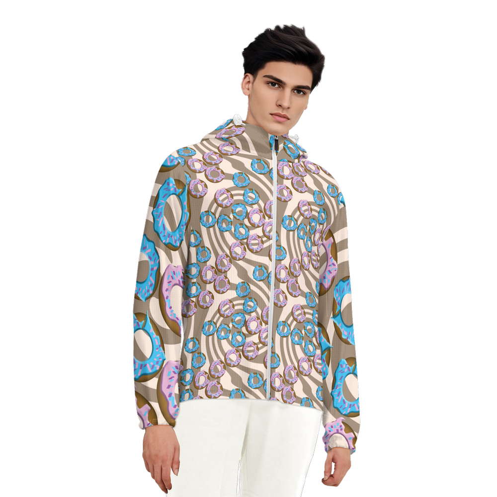 Donuts Unisex Lightweight Hooded Windbreaker- Water Resistant