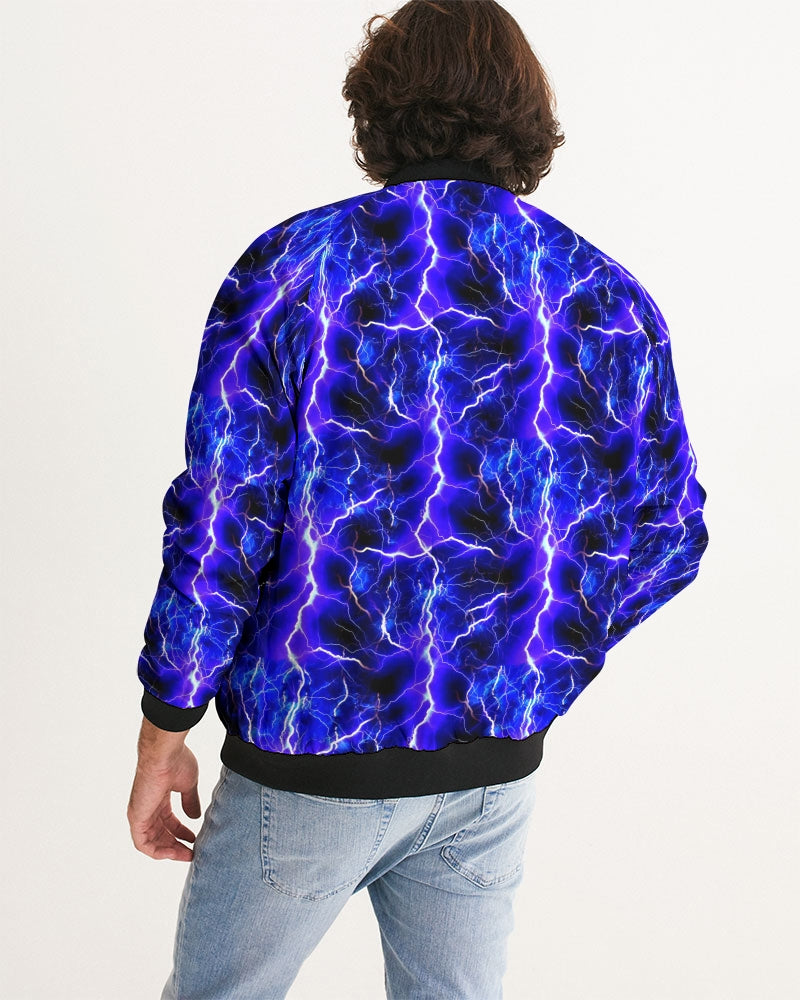Blue Lightning Men's All-Over Print Bomber Jacket