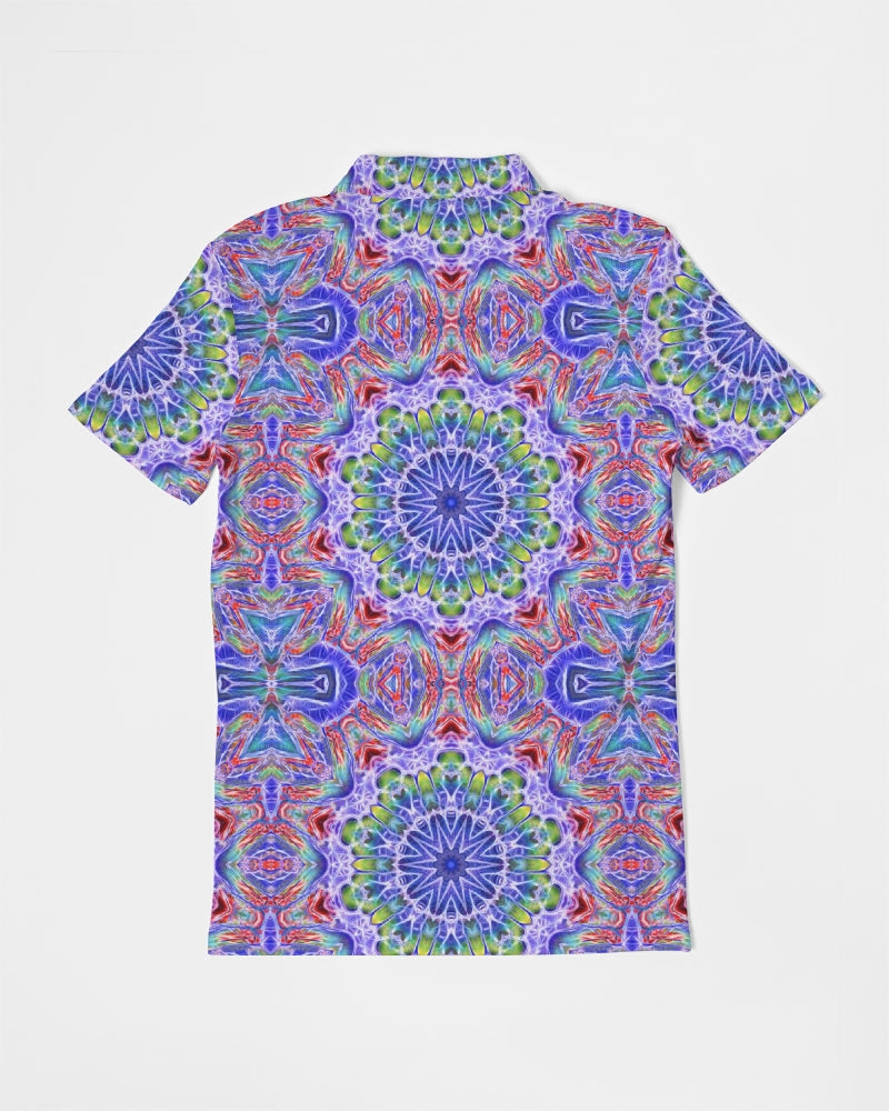 Blue Red Kaleidoscope Men's All-Over Print Slim Fit Short Sleeve Polo