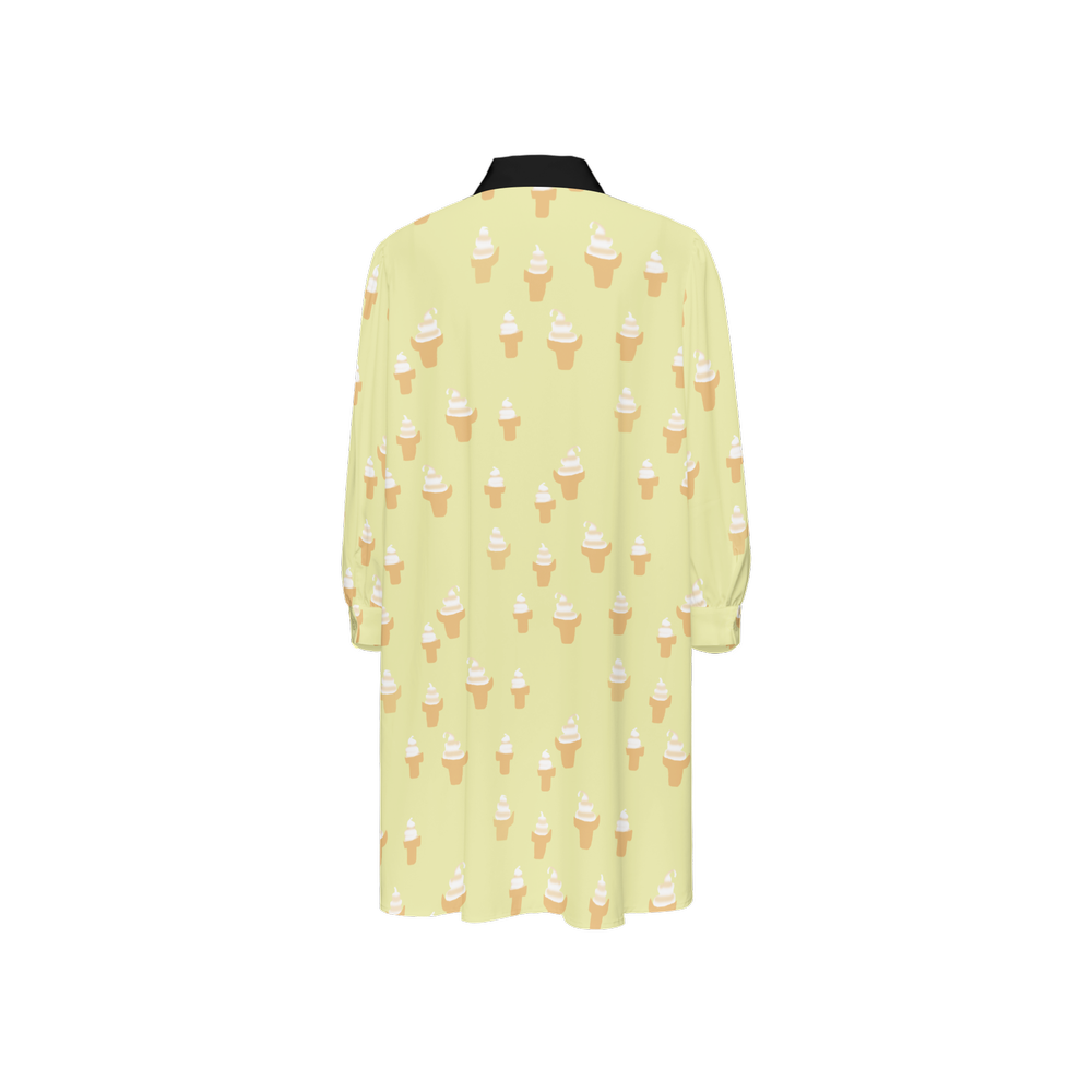 Ice Cream Cone Women's High-Low Long-Sleeve Hem Shirt Silky-like Elegance