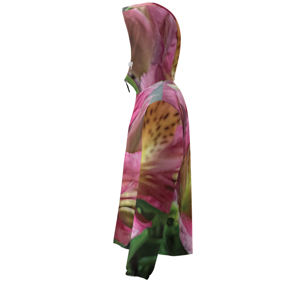 October Flowers 3 Unisex Full-Zip Hooded Windbreaker Jacket - Water Resistant