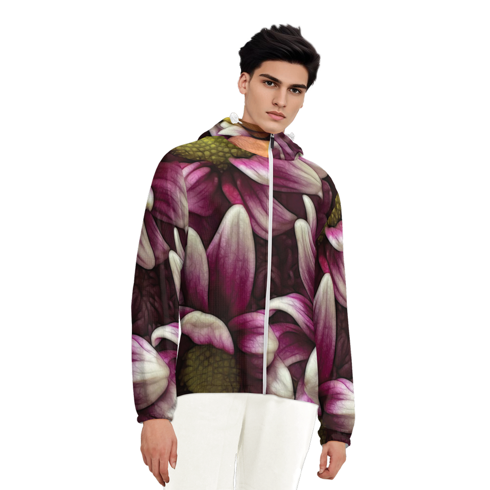 October Flowers 7 Unisex Lightweight Hooded Windbreaker- Water Resistant