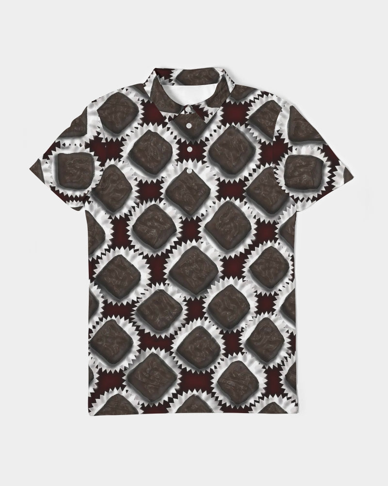 Box of Chocolates Men's All-Over Print Slim Fit Short Sleeve Polo