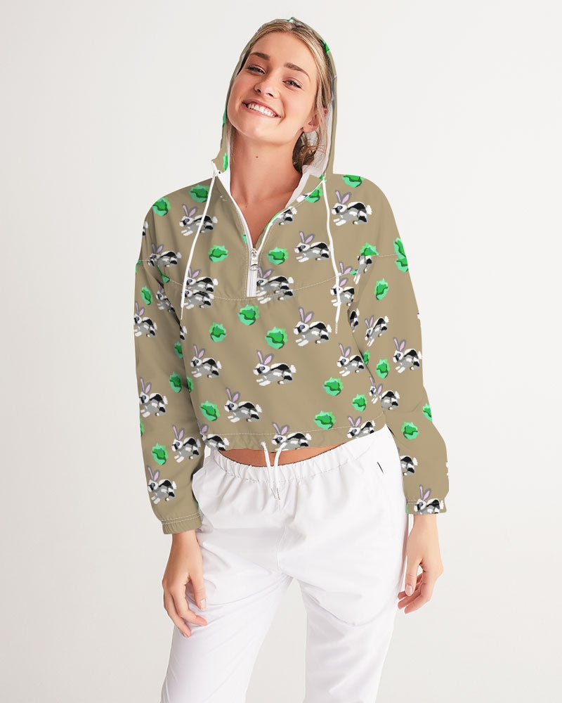 Bunnies Pattern Women's All-Over Print Cropped Windbreaker