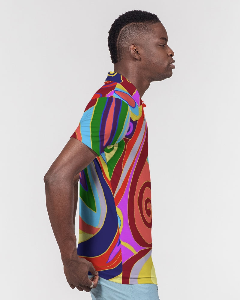 May Afternoon Men's All-Over Print Slim Fit Short Sleeve Polo