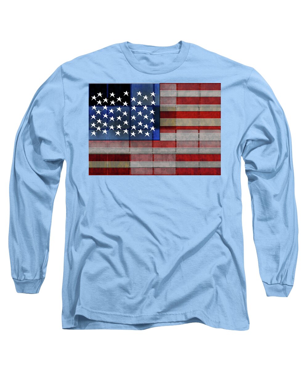 American Flag Quilt #1 - Long Sleeve T-Shirt