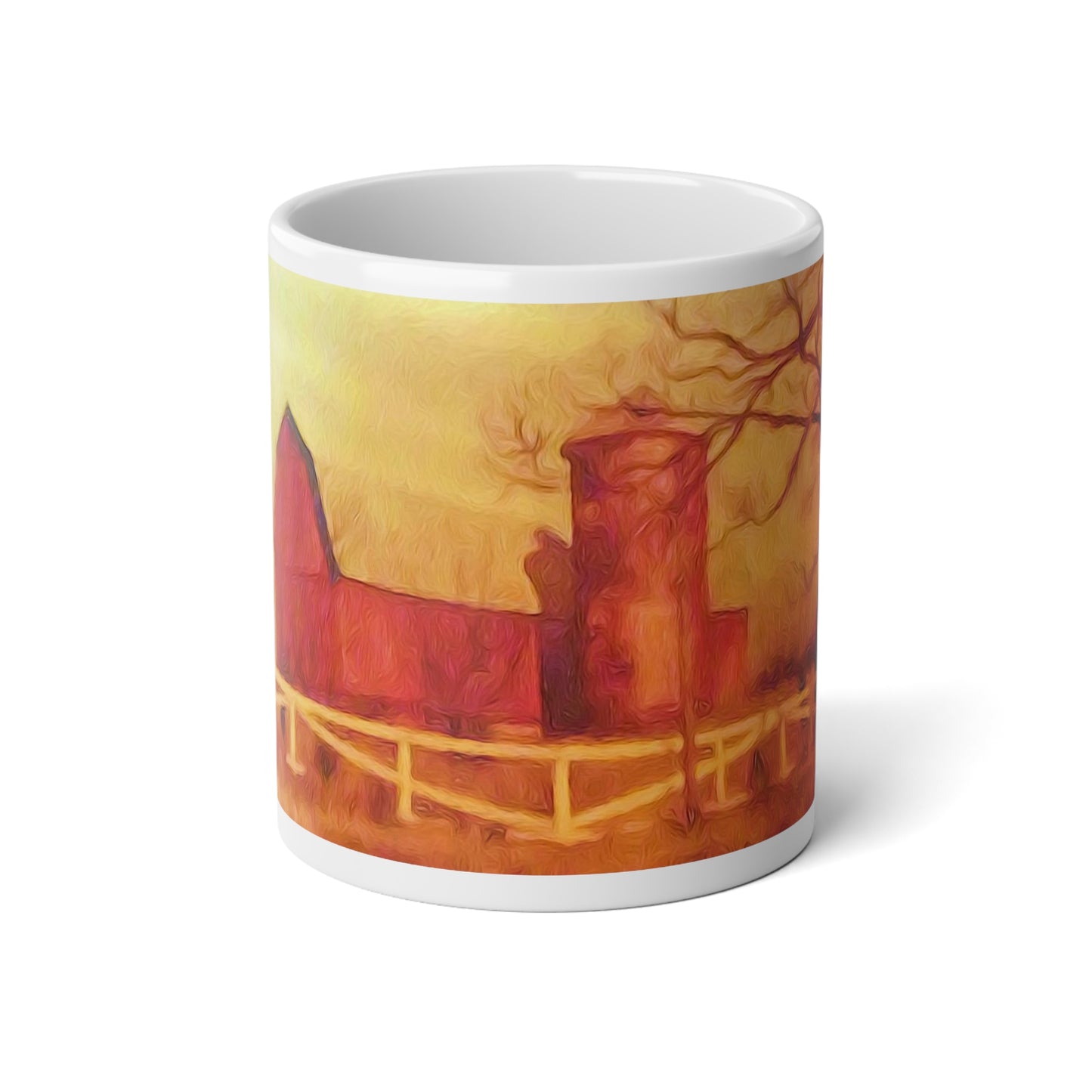Barn Painting Jumbo Mug, Cozy Coffee Cup, Autumn Vibes, Farmhouse Decor, Large Ceramic Mug, Gift for Home