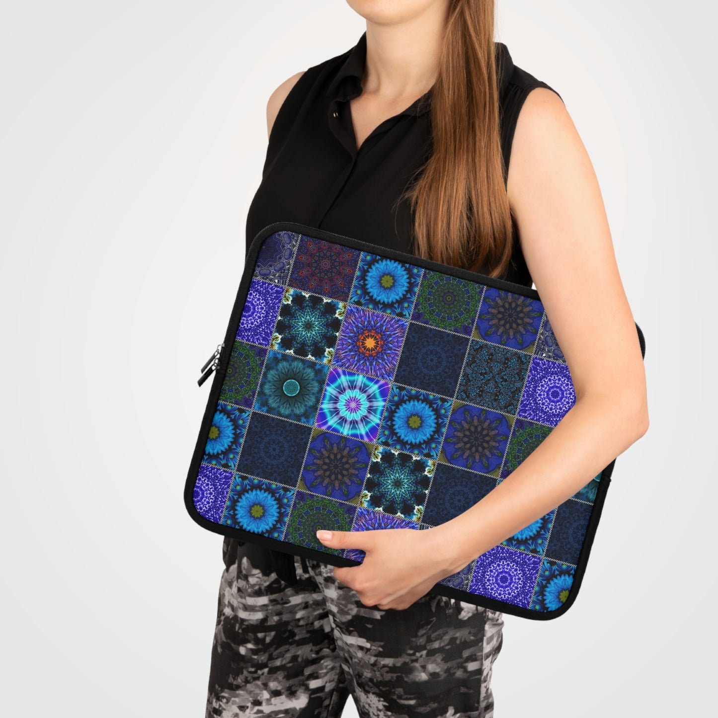 Blue Crazy Quilt Laptop Sleeve