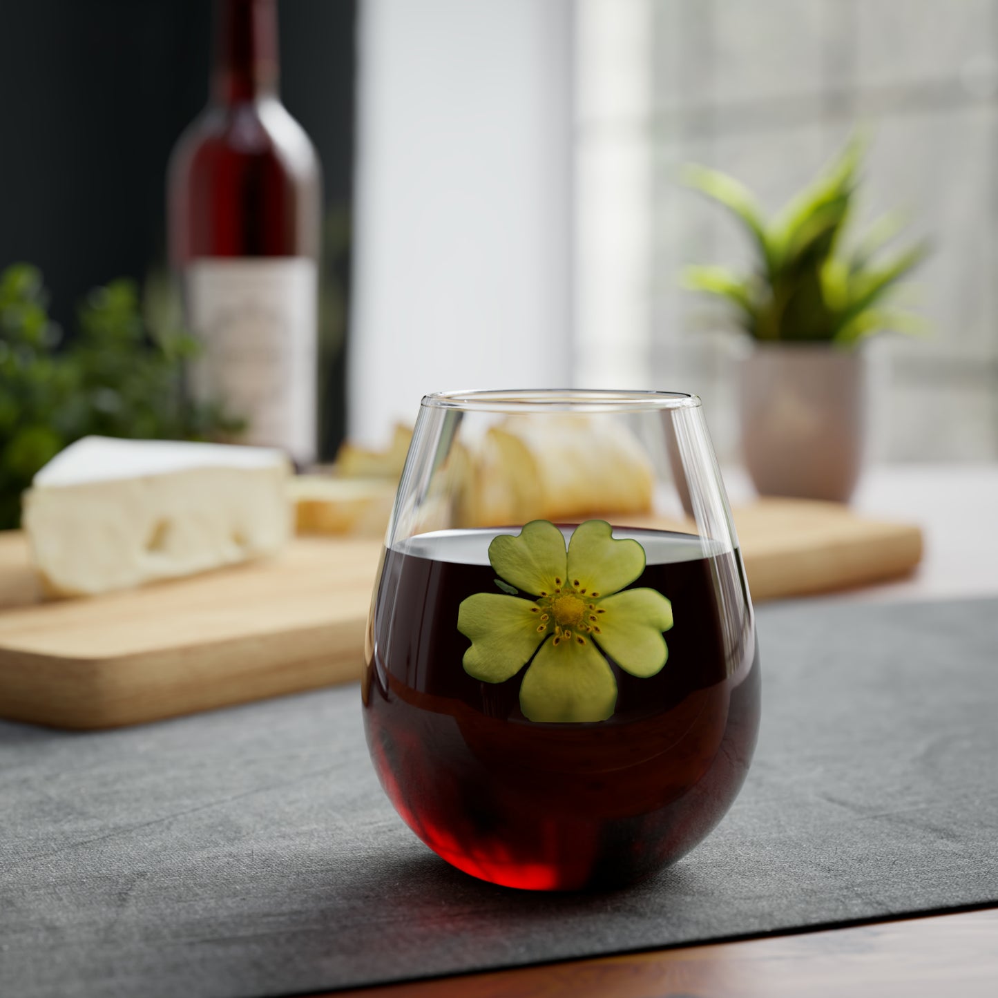 Yellow Wildflower Stemless Wine Glass, 11.75oz