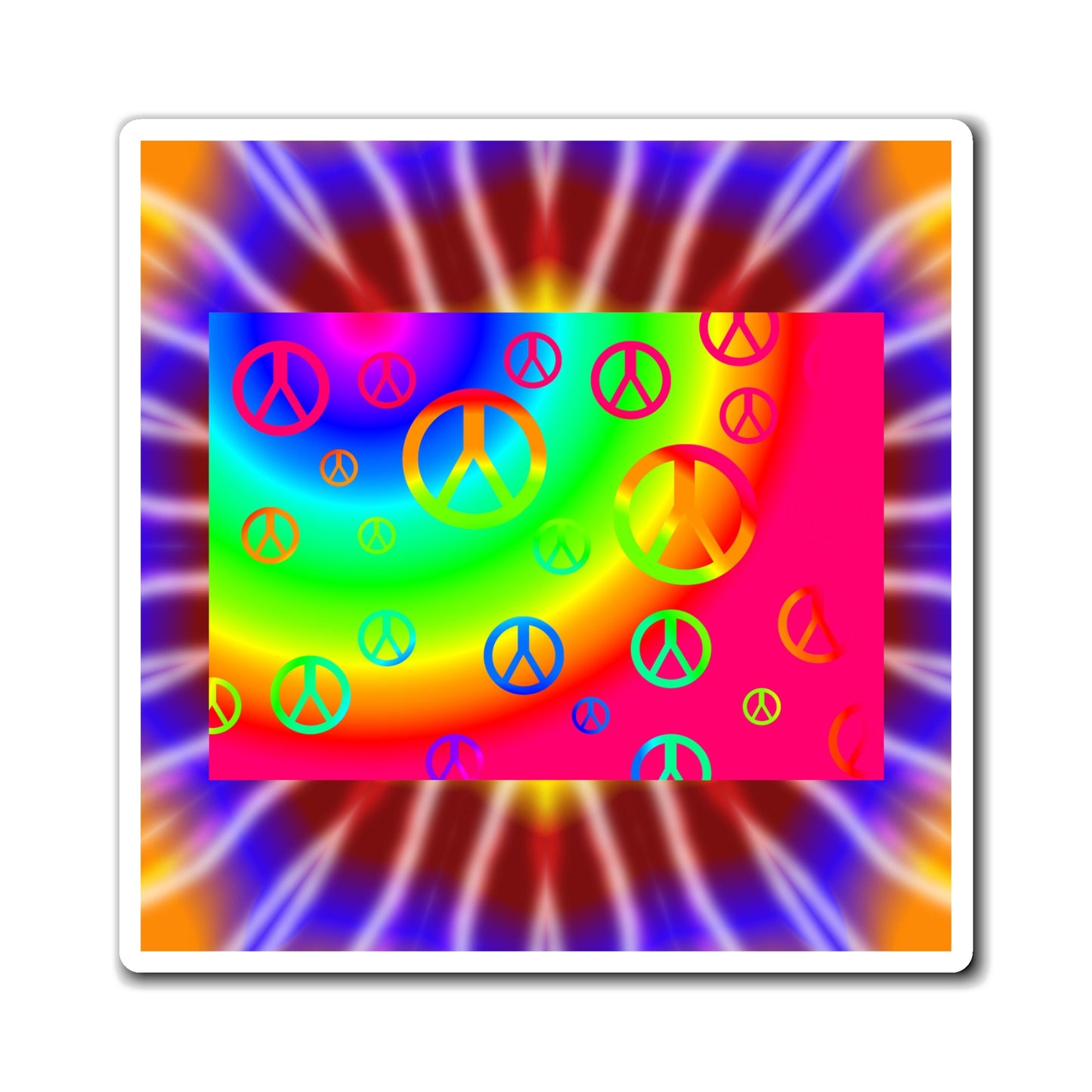 Rainbow Tie Dye Peace Sign Magnets