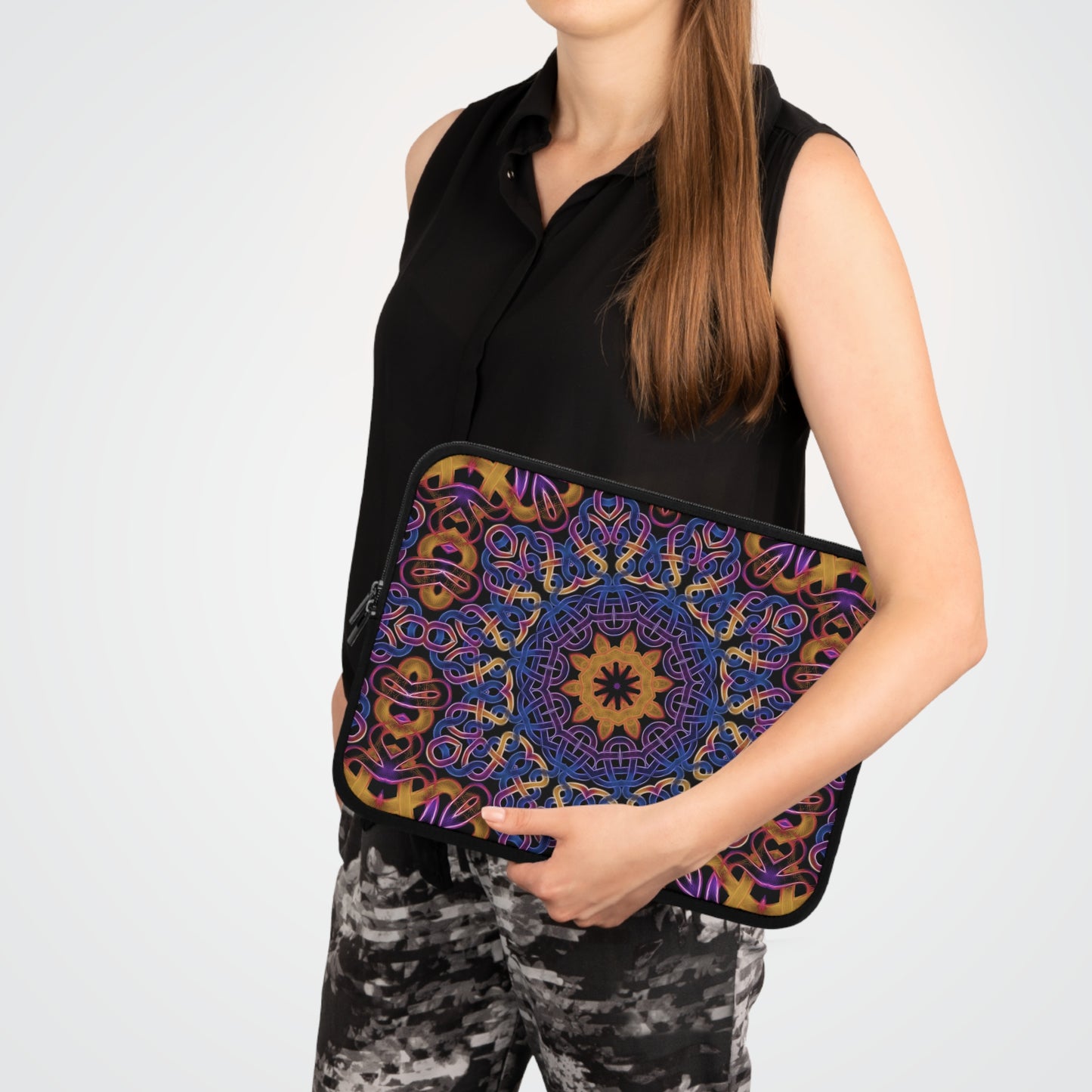 Blue Gold Celtic Kaleidoscope Laptop Sleeve