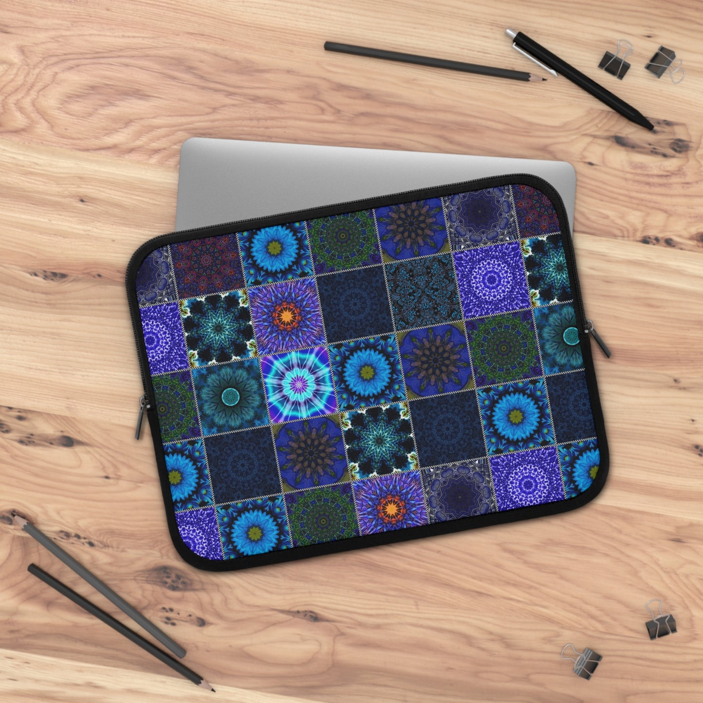 Blue Crazy Quilt Laptop Sleeve