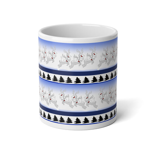 20oz Christmas Reindeer Jumbo Mug — Festive Holiday Morning Coffee Cup