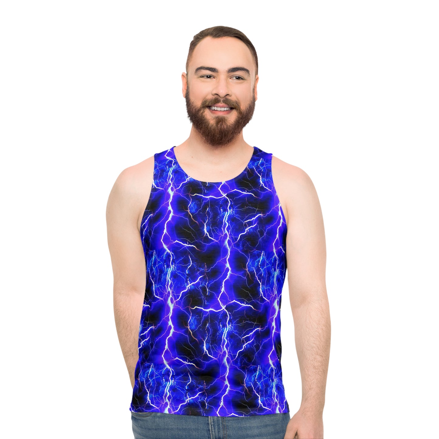 Blue Lightning Pattern Unisex Tank Top (AOP)