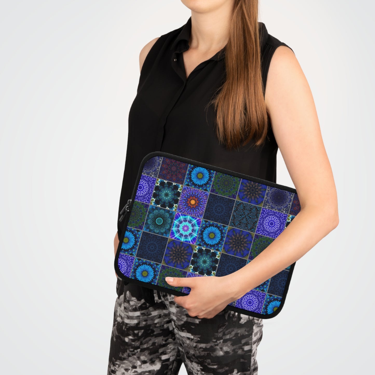 Blue Crazy Quilt Laptop Sleeve