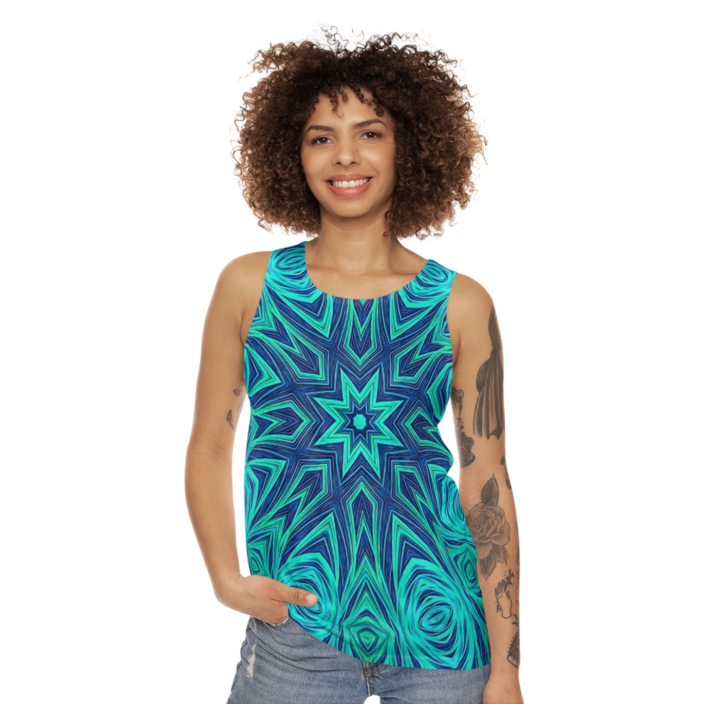 Blue Ice Kaleidoscope Unisex Tank Top (AOP)