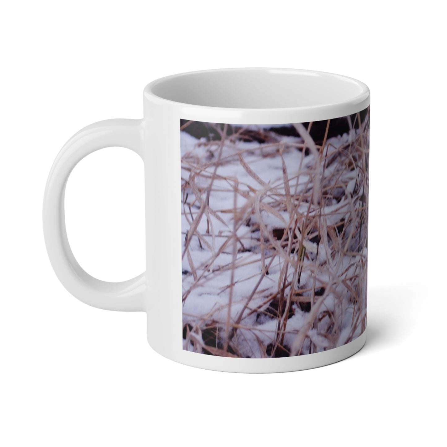 Snowy Wheat Photo Jumbo Mug – 20oz Winter Landscape Coffee Cup