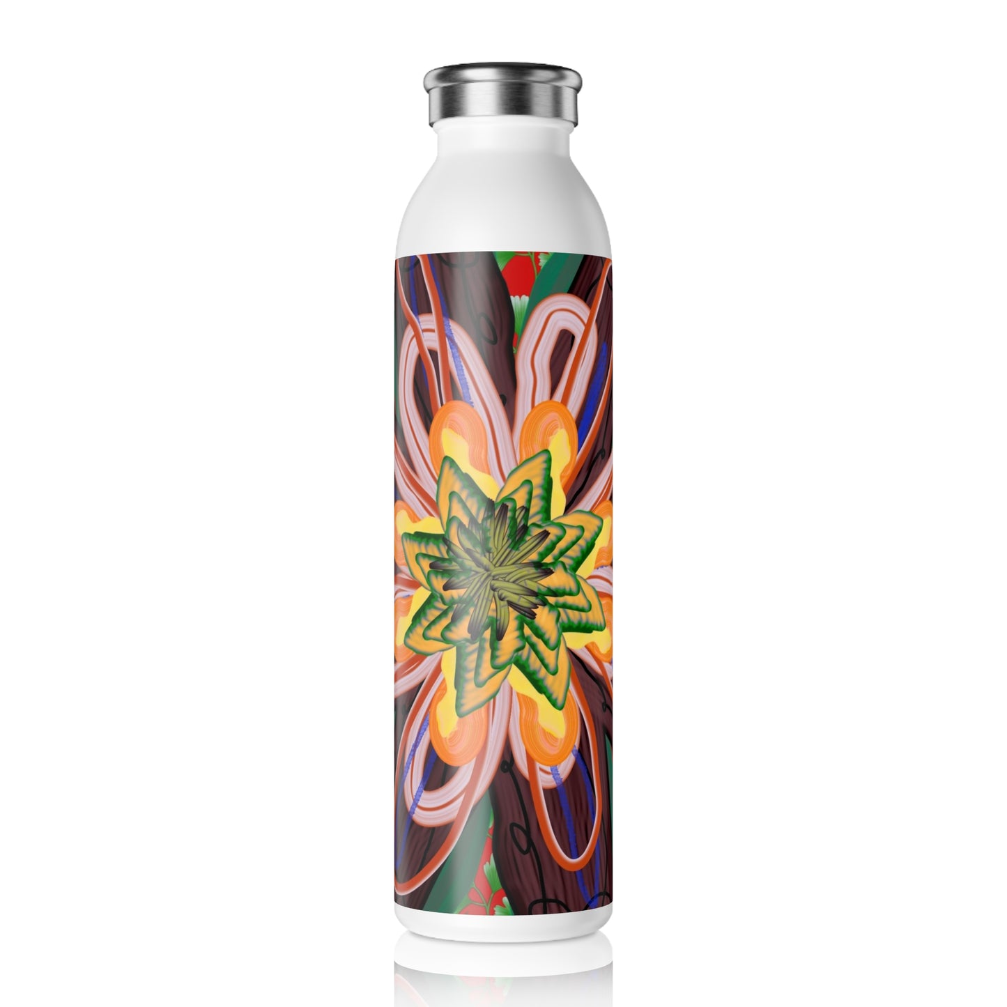 Fantasy Flower No 6 Slim Water Bottle | Floral Design, Eco-Friendly, Gift for Her, Fitness, Hydration Companion, Travel Mug
