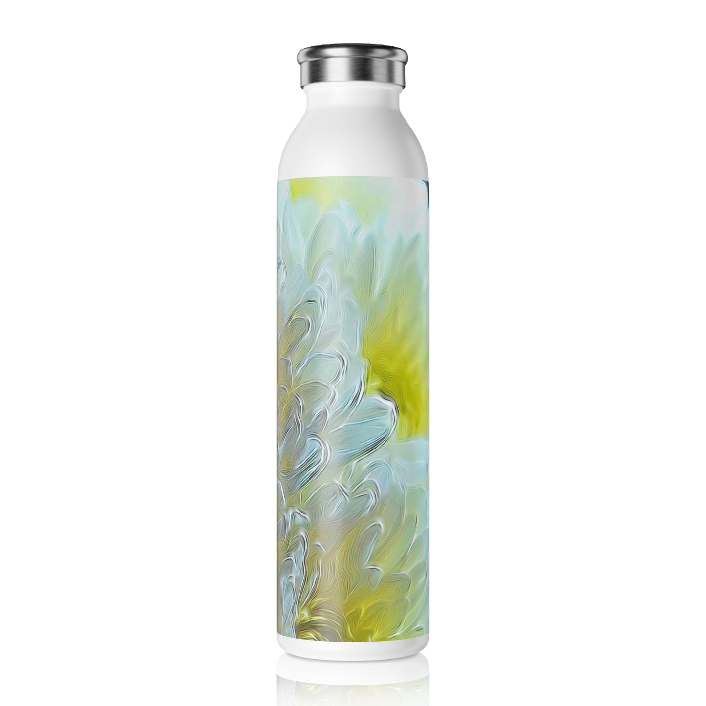 Chrysanthemums in The Light Slim Water Bottle | Eco-Friendly Drinkware, Stylish Hydration, Gift for Nature Lovers, Motivational Water Bottle, Summer Essentials