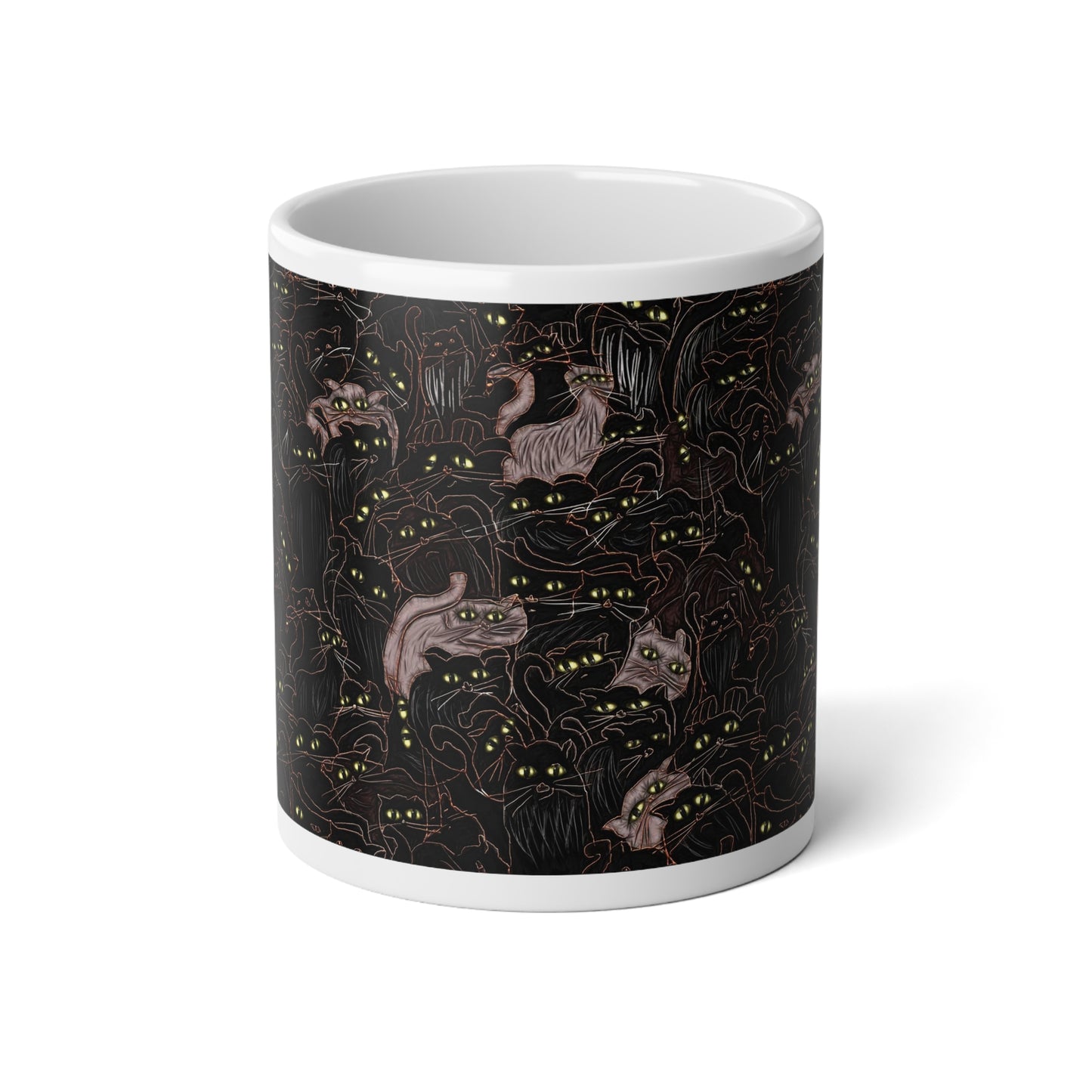 Whimsical Cat Jumbo Mug - 20oz, Perfect for Cat Lovers, Halloween Decor, Unique Gift, Cozy Beverage Companion