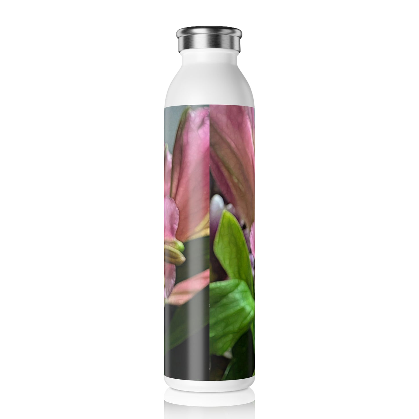 October Flowers 3 Slim Water Bottle - Eco-Friendly Hydration with Vibrant Flower Design