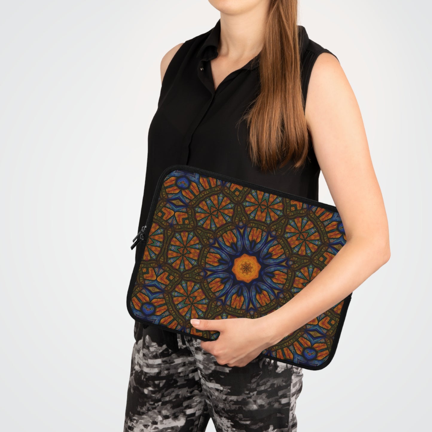 Blue Orange Sketchy Kaleidoscope Laptop Sleeve