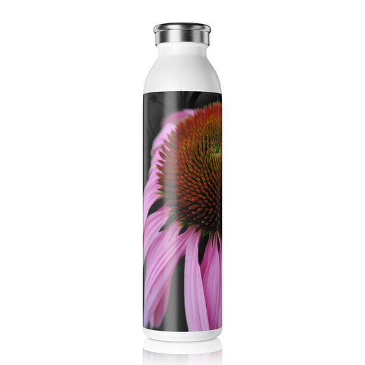 Slim Water Bottle — Pink Coneflower Floral Stainless Steel Bottle