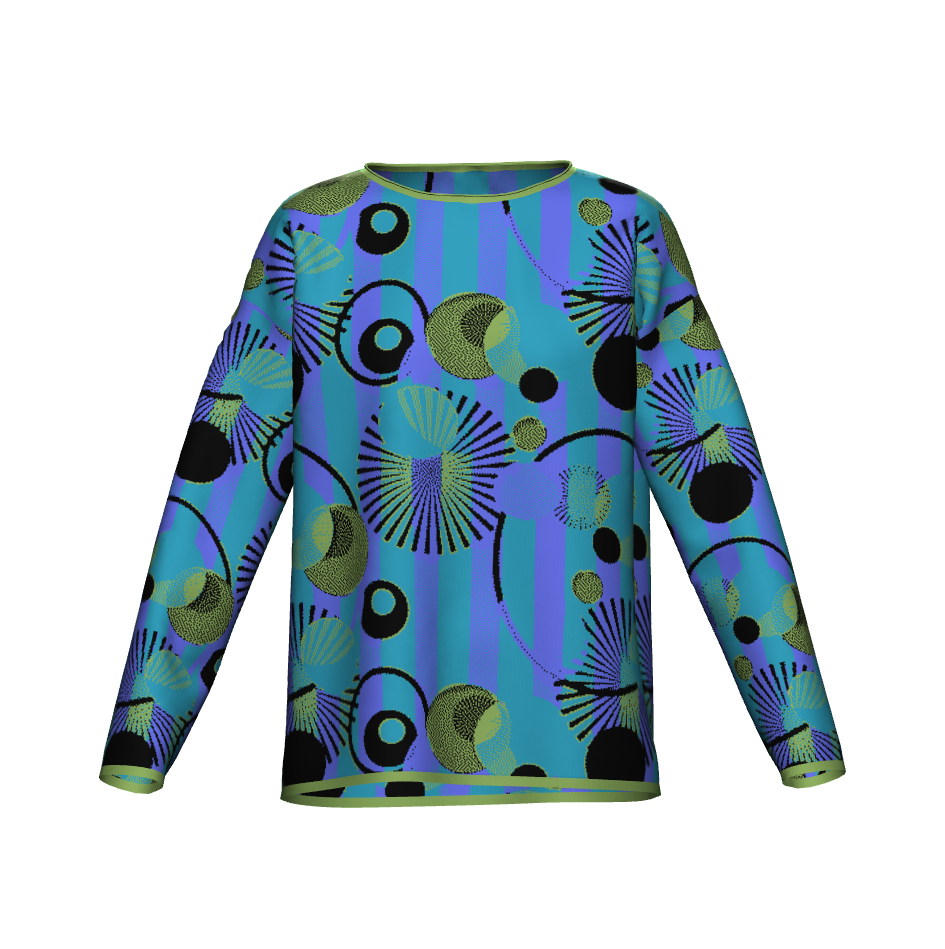 Bluegreen Stripes and Dots Sweater