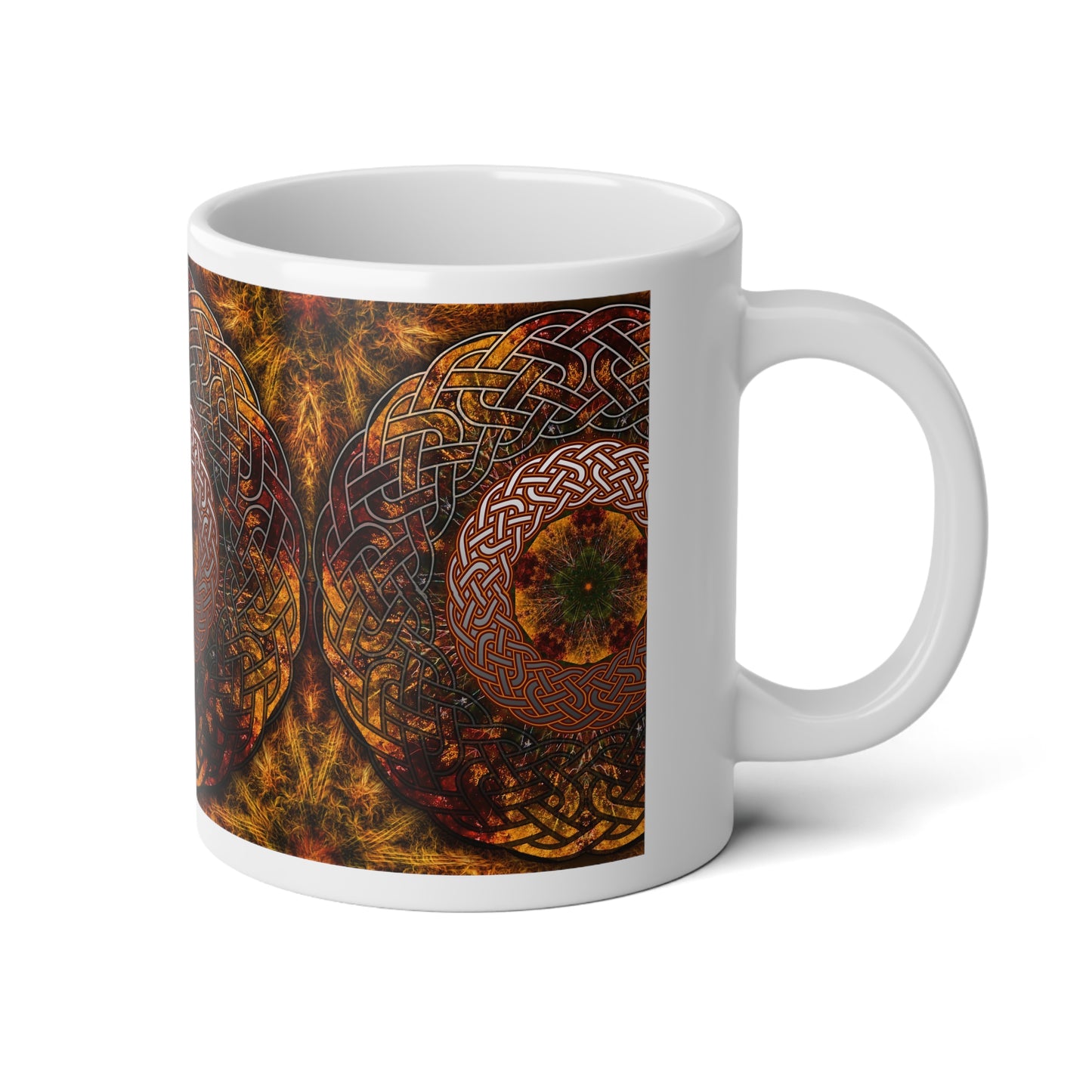 Fall Celtic Knot Jumbo Mug | 20oz Coffee Cup, Unique Gift for Tea Lovers, Bohemian Style, Perfect for Celebrations, Home Decor