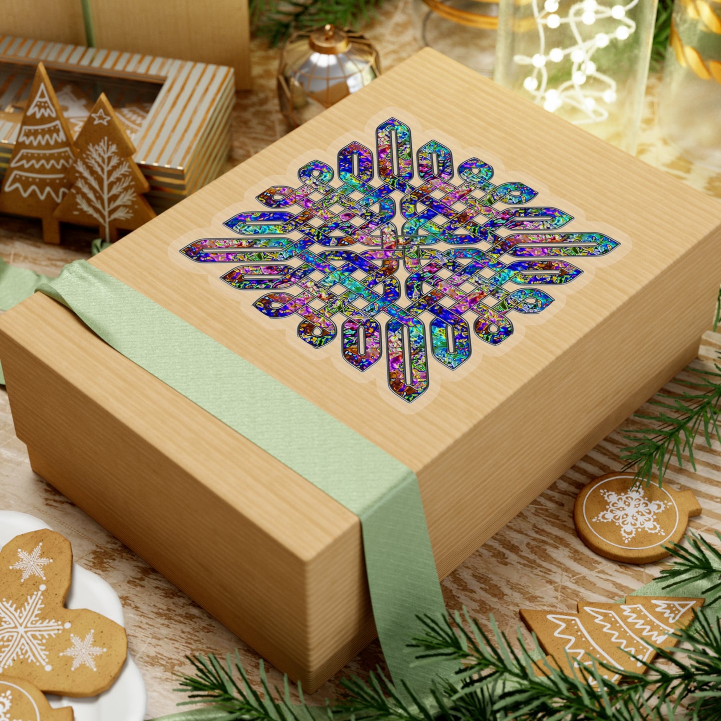 Dichroic Celtic Knot Kiss-Cut Stickers