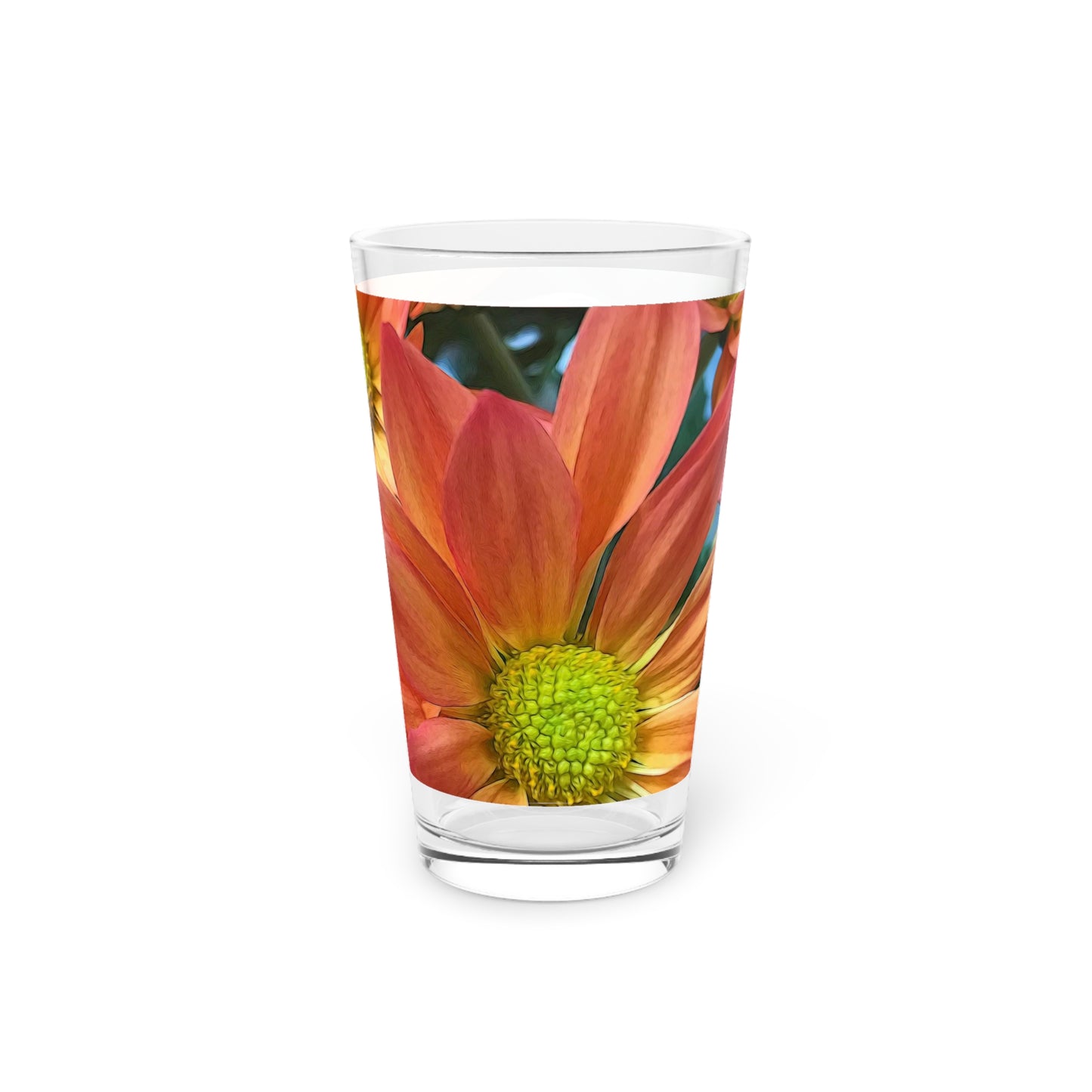 Cream and Pink Flower Close Up Pint Glass, 16oz