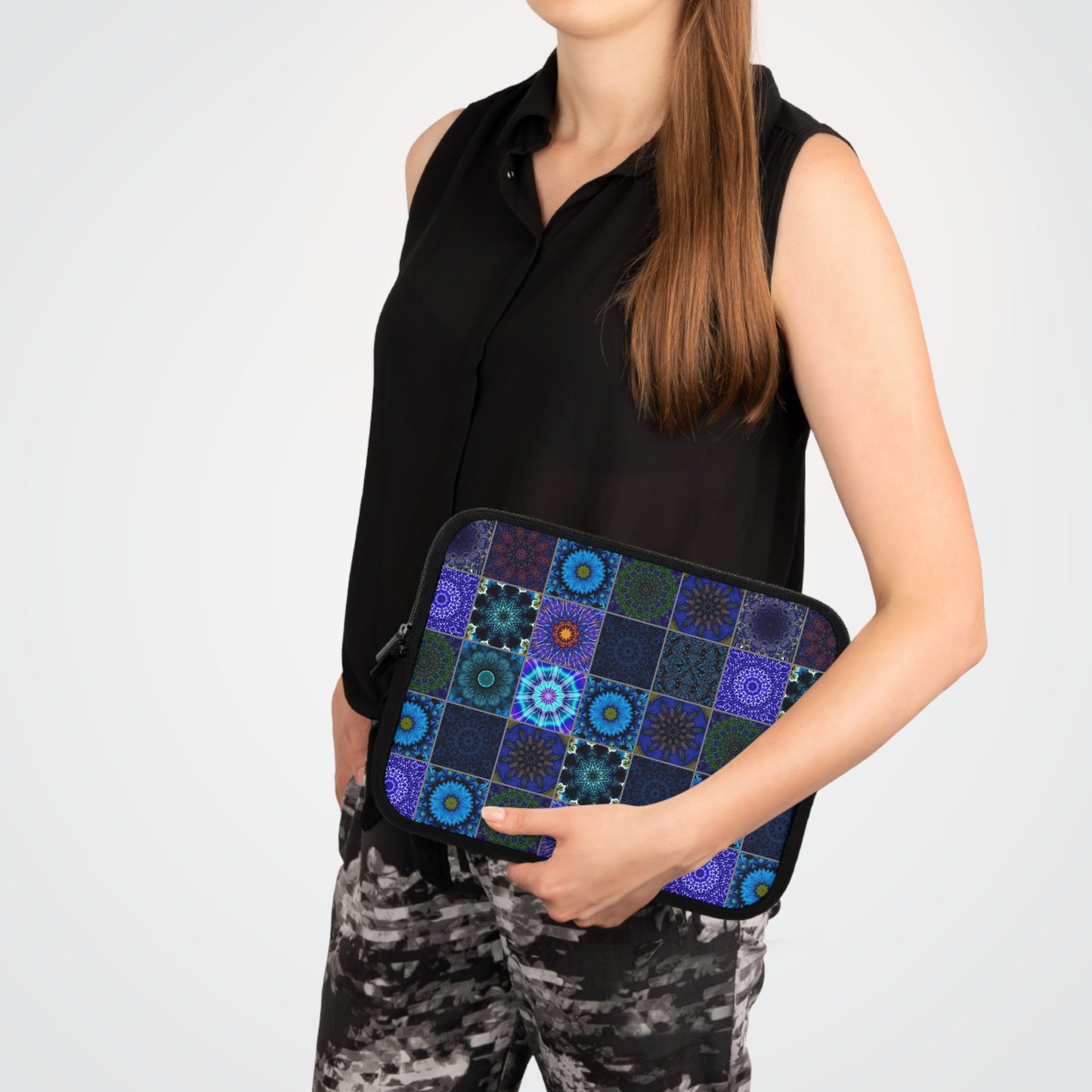 Blue Crazy Quilt Laptop Sleeve