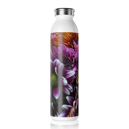 October Flowers 6 Slim Water Bottle - Elegant Hydration for Nature Lovers