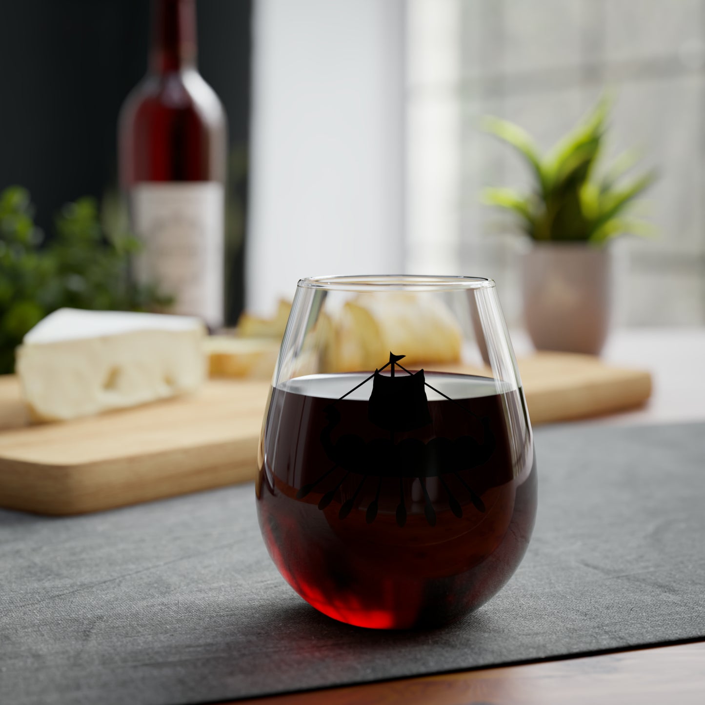 Viking Ship Stemless Wine Glass, 11.75oz