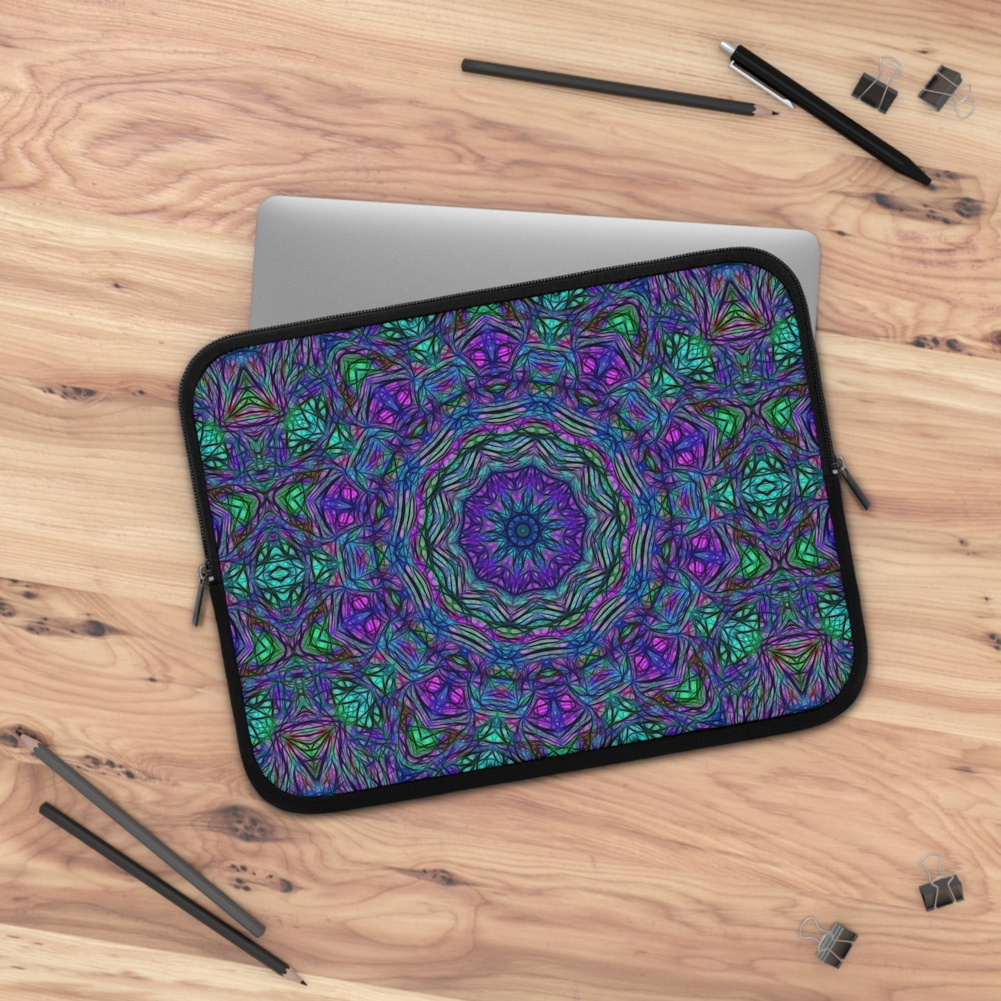 Blue Green Purple Kaleidoscope Laptop Sleeve