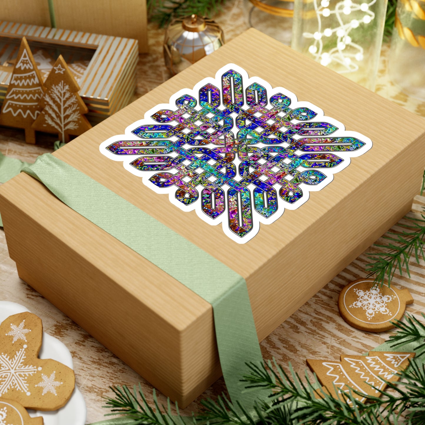 Dichroic Celtic Knot Kiss-Cut Stickers