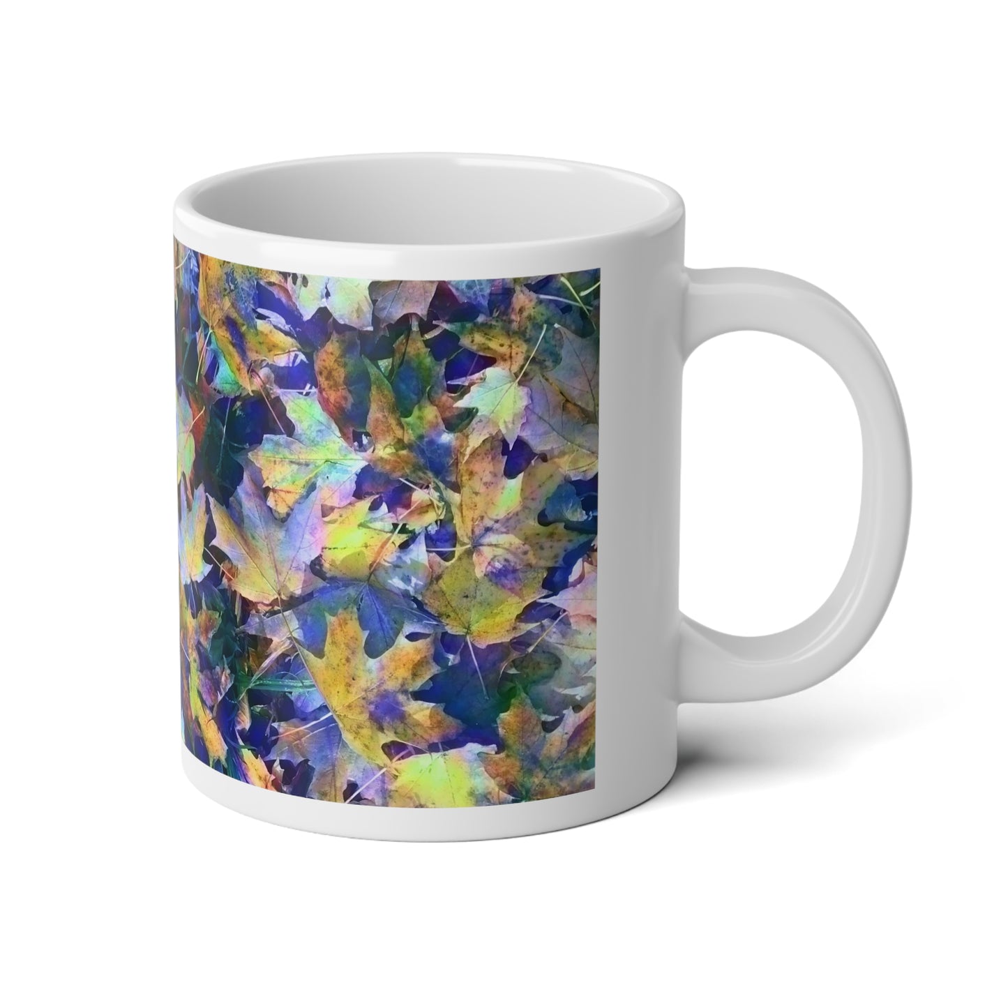 Late October Leaves Blue Jumbo Mug, 20oz Coffee Cup, Nature Lover Gift, Cozy Home Decor, Fall Theme, Perfect for Tea or Coffee