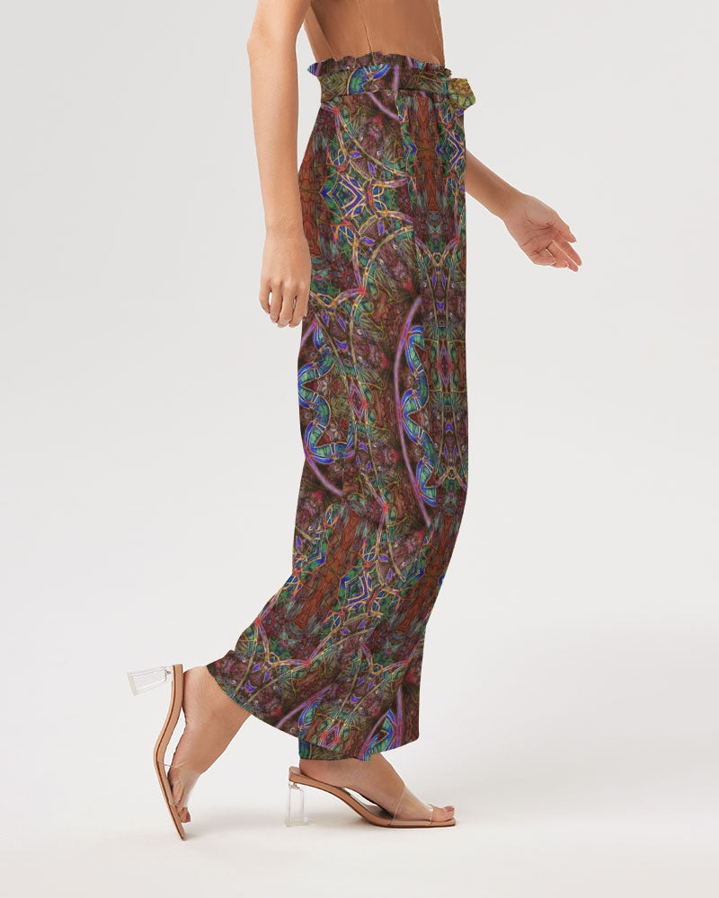 Blue Pink Windy Kaleidoscope Women's All-Over Print High-Rise Wide Leg Pants