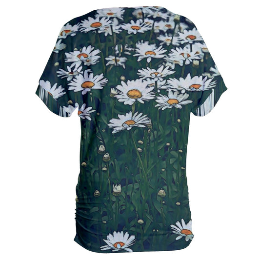 White Daisy Field Women's Oversized Tee