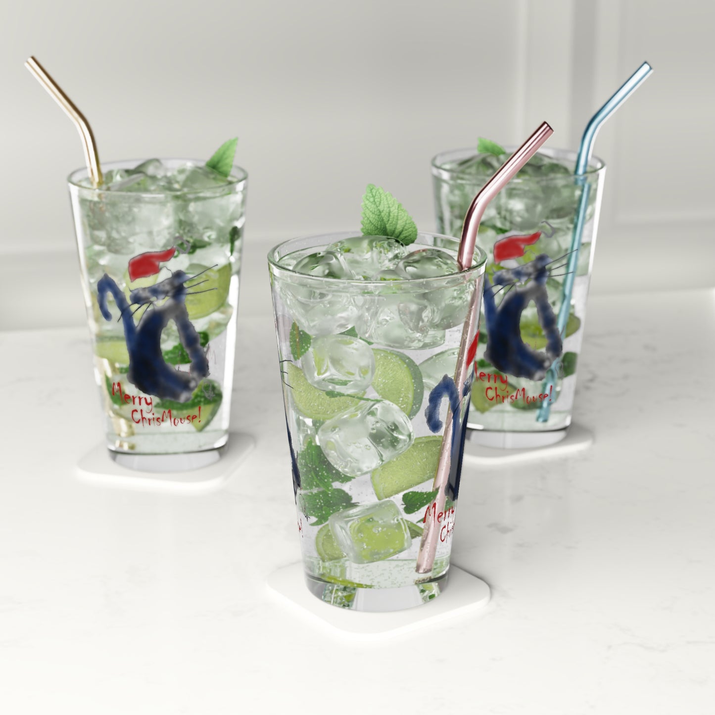 Merry ChrisMOUSE Pint Glass, 16oz
